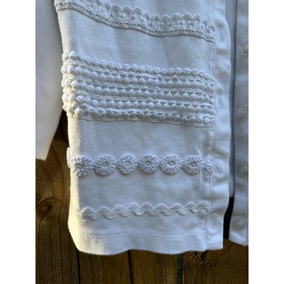 Vintage 90s White Textured Knit Cardigan, Grandmacore - Picture 4 of 7